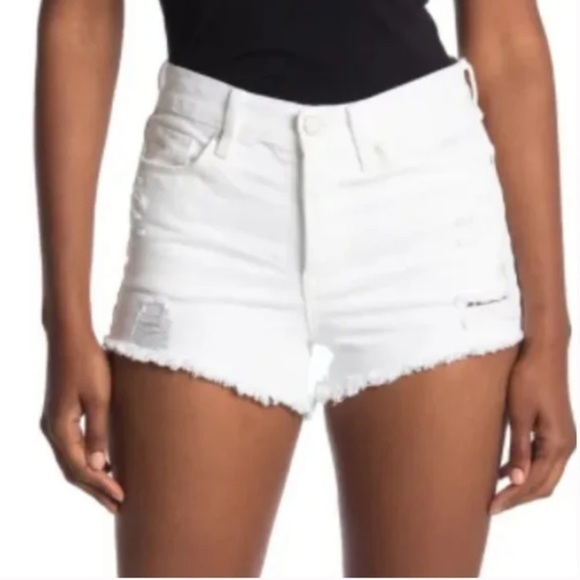 Blank NYC Pants - BLANK NYC White High Rise Distressed Raw Hem Denim Jean Shorts | Size 27